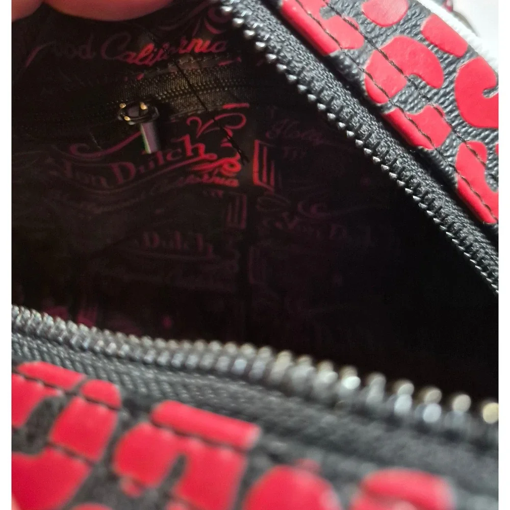 Von Dutch Red Cheetah Mini Bowling Bag Satchel VDBB-1005RED Crossbody NWT